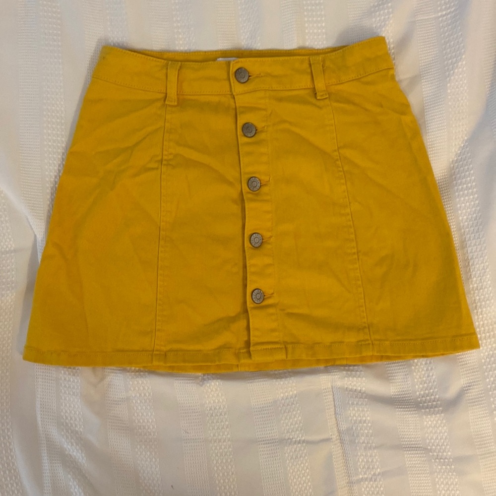 Yellow button down skirt